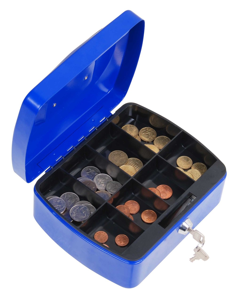 Metal Portable Cash Box With Money Tray 8 inch Money Safe Cash Box With Key Lock Cash Storage Box/