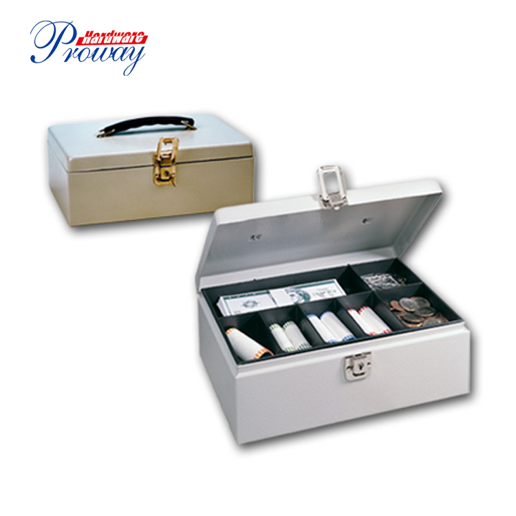 Cash Lock Box Portable Metal Money Cash Box With Key Lock Safe Cash Box With Removable Money Tray/