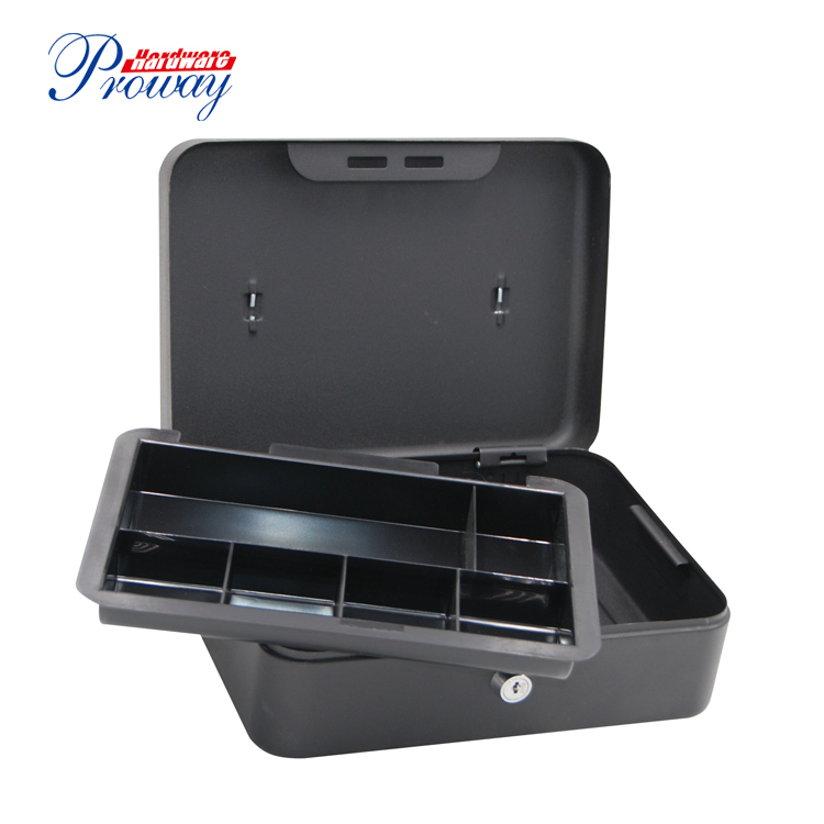 High Quality Cash Lock Box With Key Cheap Metal Cash Box Money Saver Portable Cash Box With Handle/