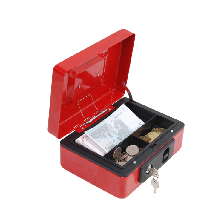 Portable Steel Money Box, High Quality Key Lock Cash Box/