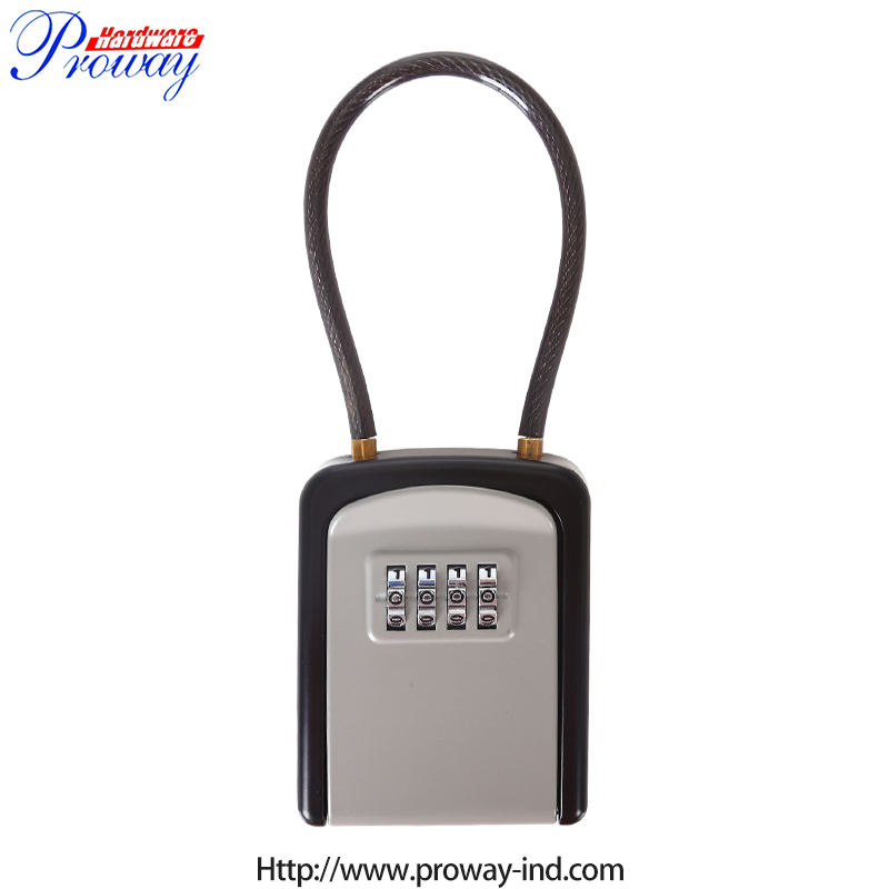 Portable Box Locks Key 4 digit Combination Outdoor Wall Mount Waterproof Key Safe Box Key Lock Box with Removable Chain