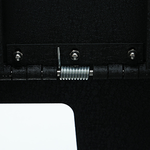 Counter balanced door with spring assisted hinge