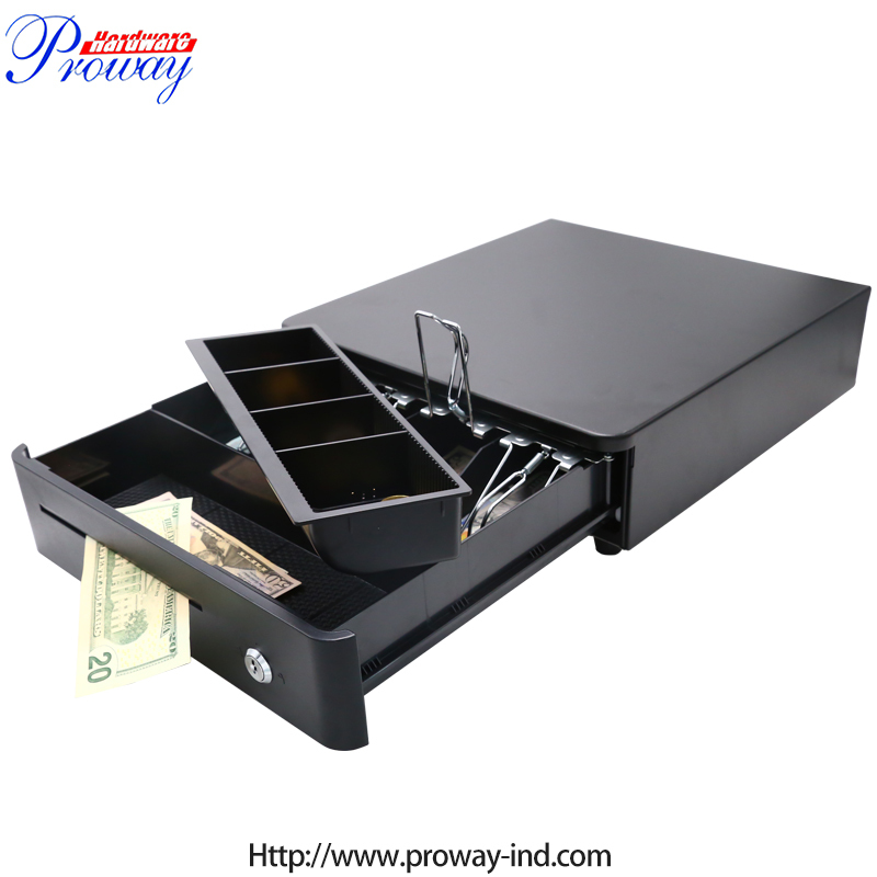 Amazon Hot Sell Electronic Automatic Cheque Slots Cash Box Drawer Metal Supermarket RJ11 Cash Register Cash Drawer