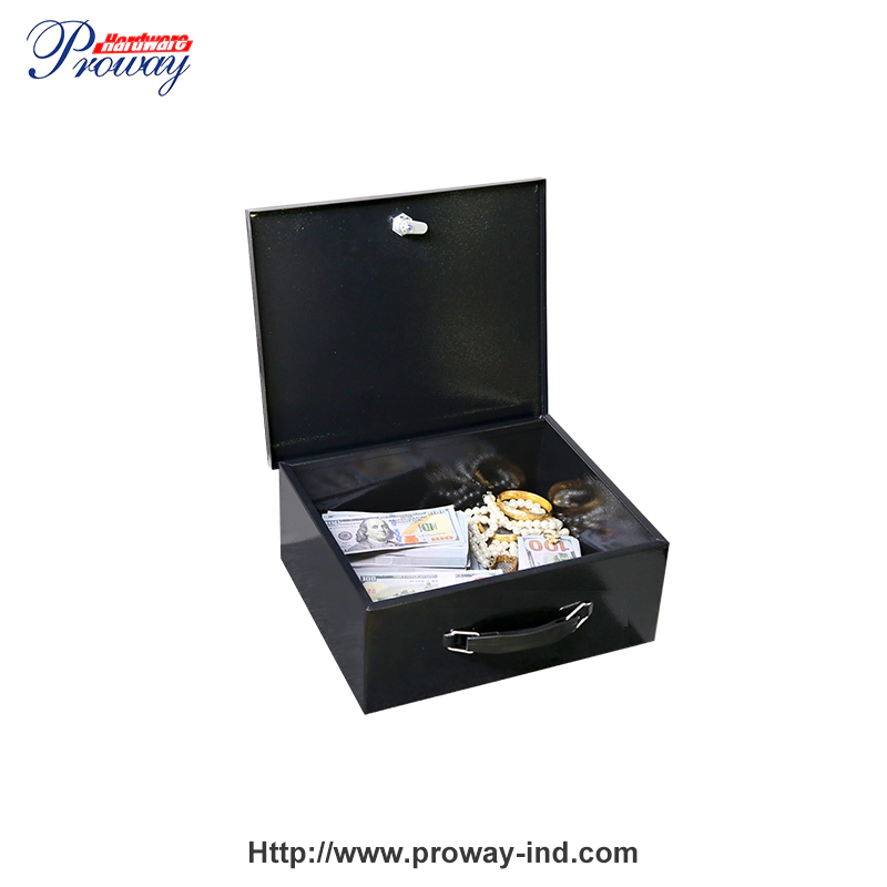 Black Large Fire Resistance Security Chest Document Safe Storage Box Valuables Box Fireproof Safe Box with Lock