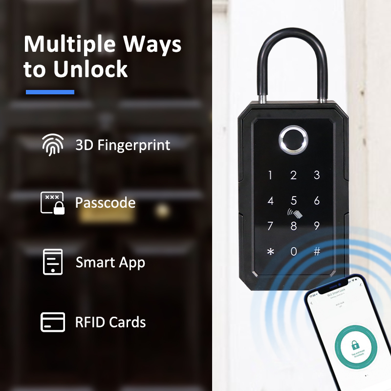 Smart Bluetooth Wall Mounted Key Box For Outside with 4 Unlock Modes