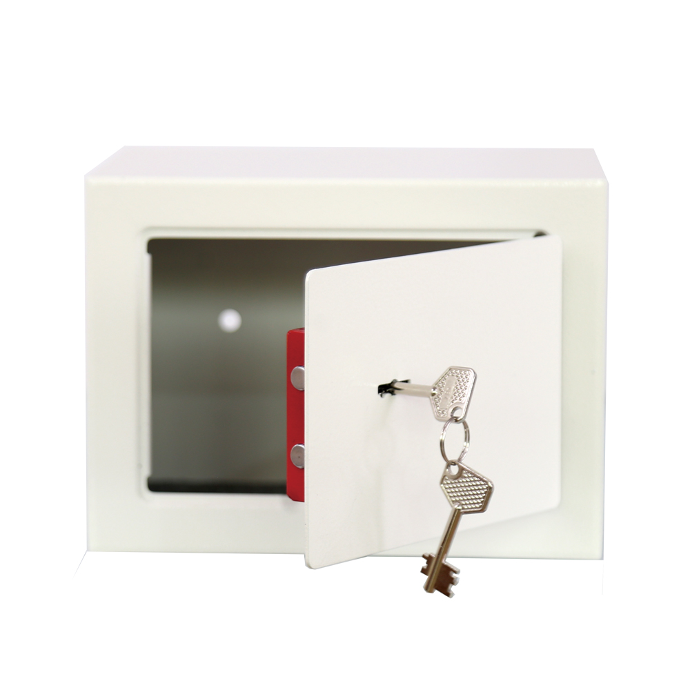 Bolt Down Small Safe Box for Valuables - Steel Security with Key Lock for Personal Document Safety Box